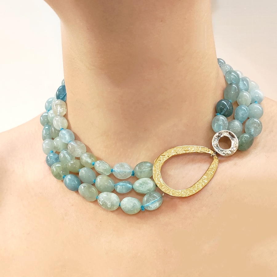 Collana Circle - acquamarina milk