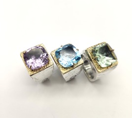 Anello Scudo Prasiolite