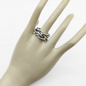 Anello Fascia Filo doppia con tre diamanti Anello Fascia Filo doppia con tre diamanti
