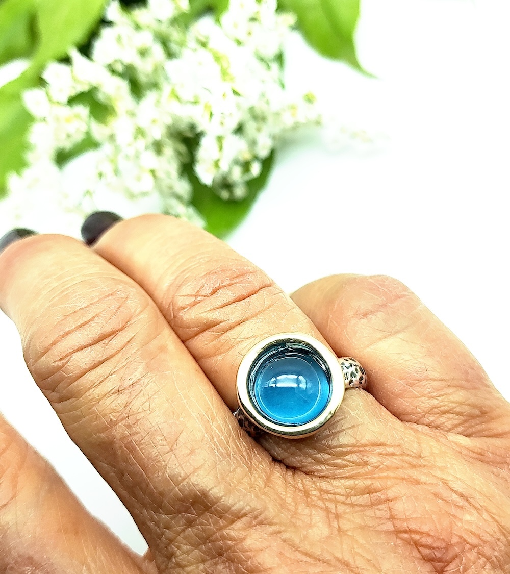 Anello Bubbles Cab topazio blu